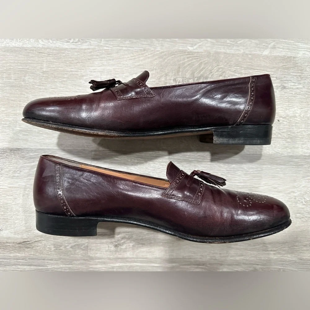Salvatore Ferragamo Men's Tassel Loafers Dark Burgundy Leather
